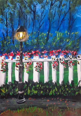 Lamppost by the fence
